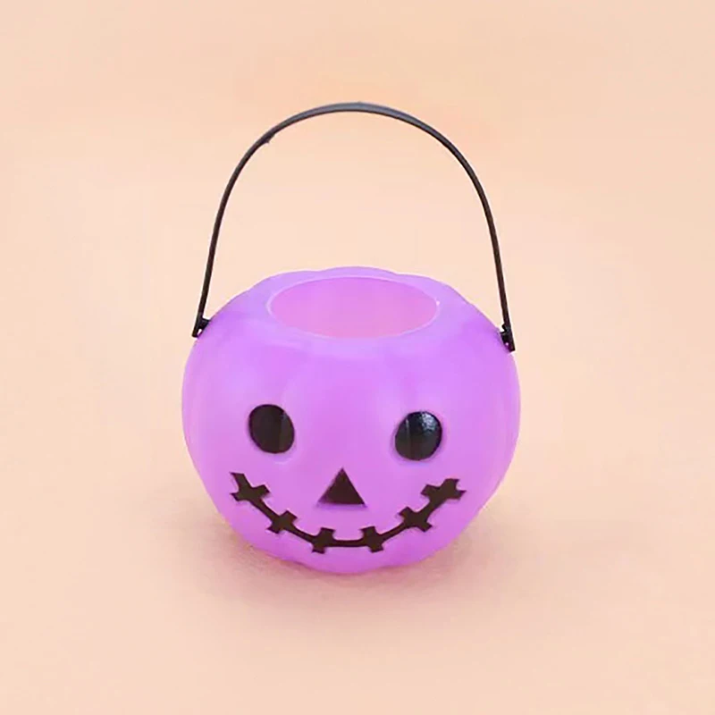 1Pc Mini Halloween Candy Bucket Witch Cauldron Pot Candies Buckets Skeleton Pumpkin Handheld Candy Jar Basket For Kids