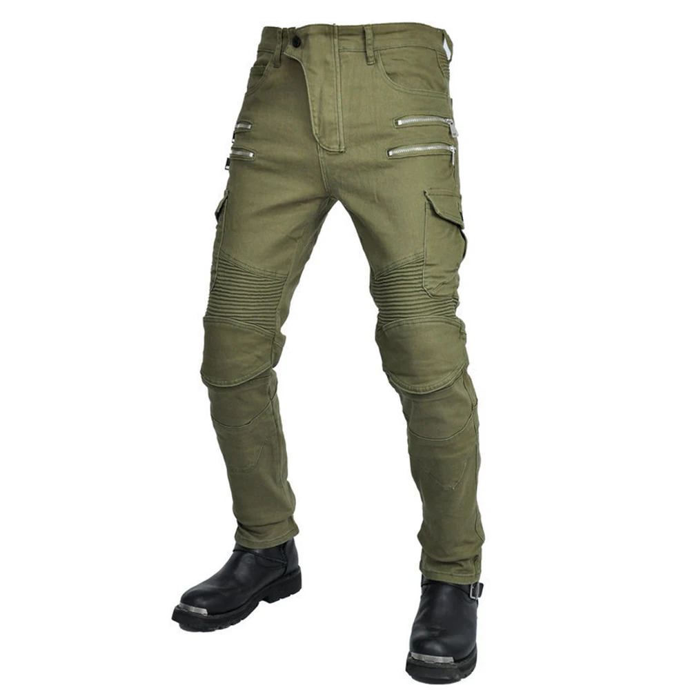 Motorcycle Jeans Men Moto Slim Fit  Pants Zipper Protective Gear Casual Motorbike Trousers Motocross Multi Pocket Cargo Pants