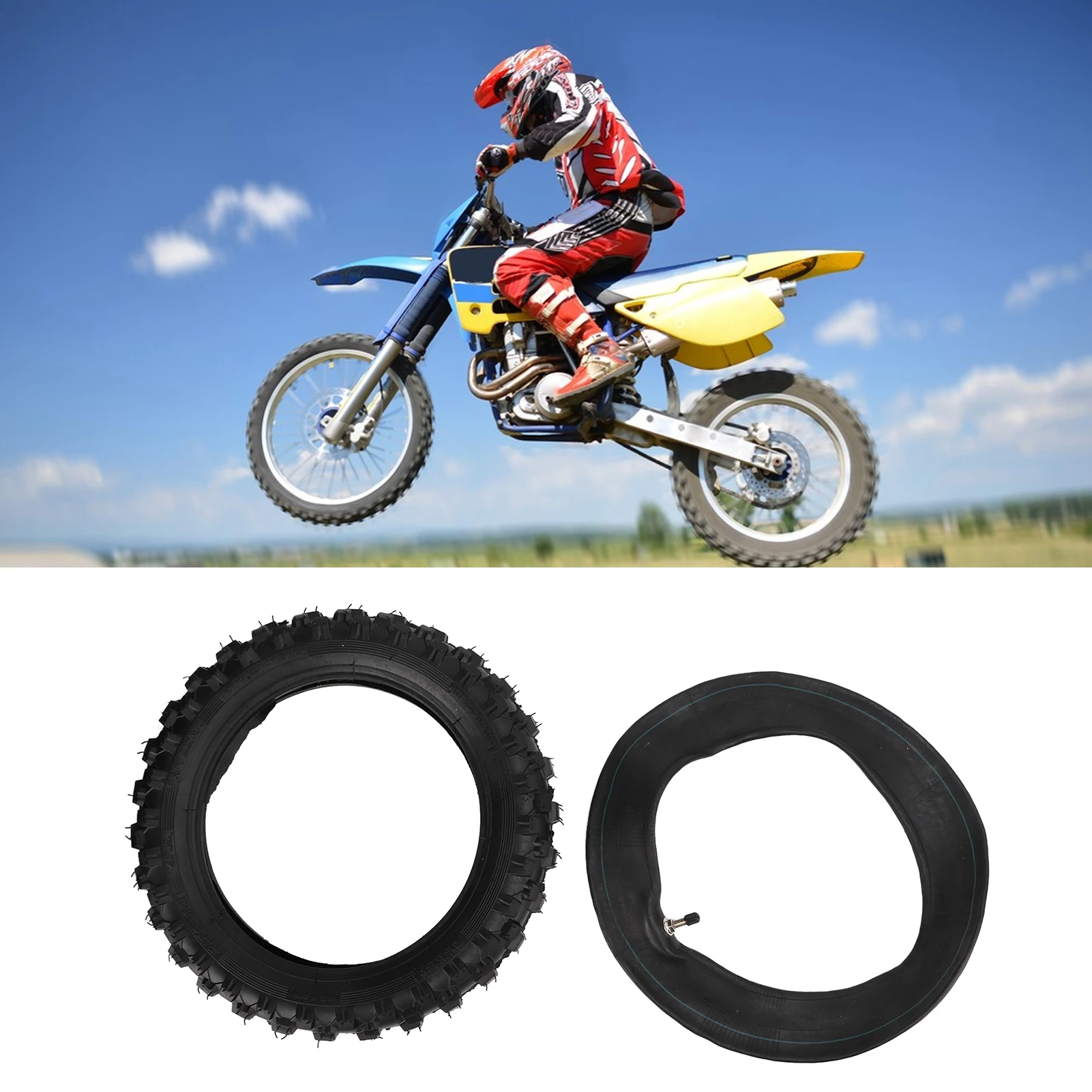 Tire and Inner Tube Replacement High Load 2.50‑10 Inch Off Road Tire and Tube Set Butyl Rubber Anti Aging for DIY Modification