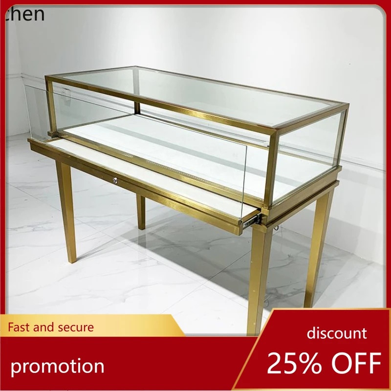 HXL Jewelry Display Cabinet High-end Stainless Steel Luxury Diamond Jade Counter Watch Jewelry Display Cabinet