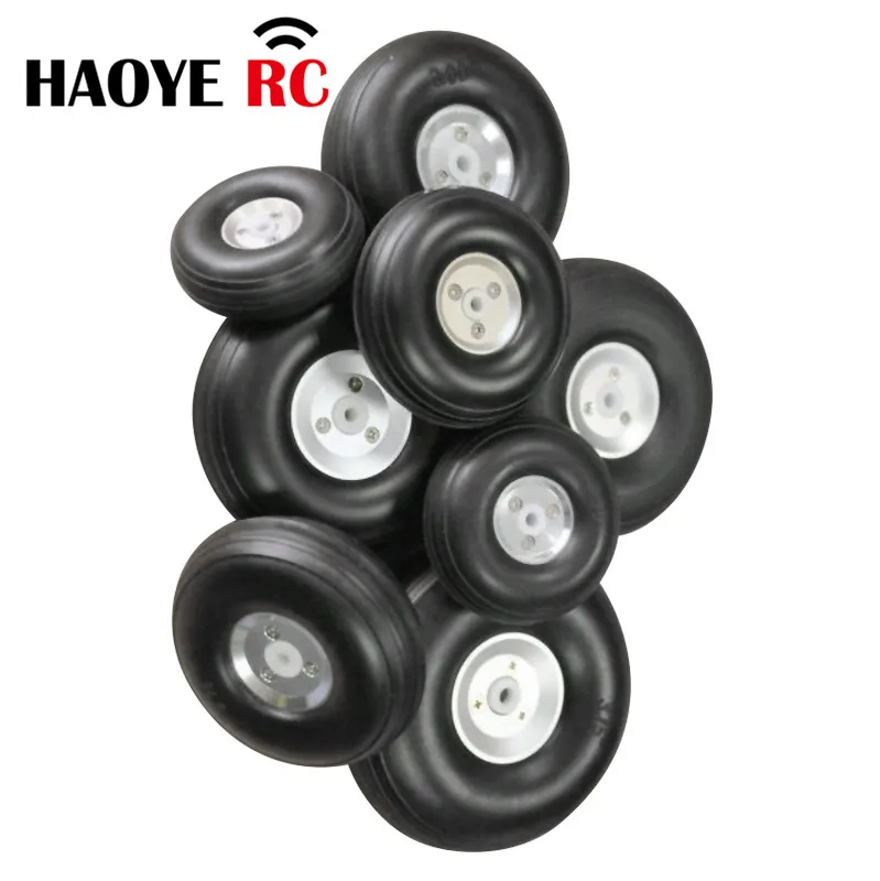 Haoye 2 Pcs/Lot 1-3.75inch High Quality PU Wheel(Alu Hub)Tail Wheel Tires For RC Airplane Replacement Toys DIY Plane Accessory