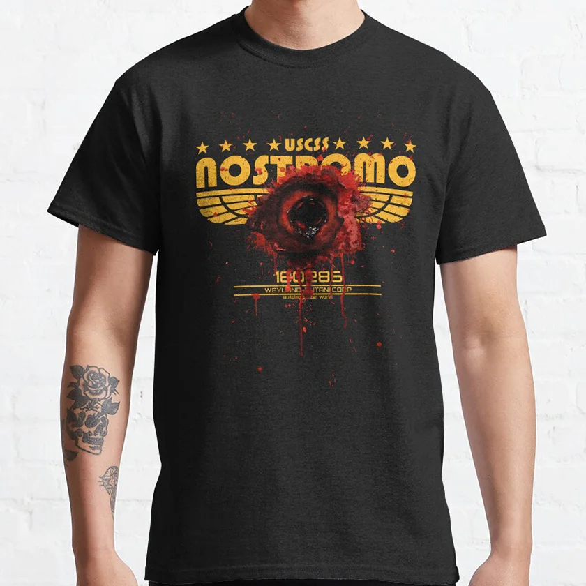 

Bloody USCSS NOSTROMO chestburste Horror Sci-Fi Alien Weyland-Yutani space Scream scary film Xenomorph printed t shirt for men