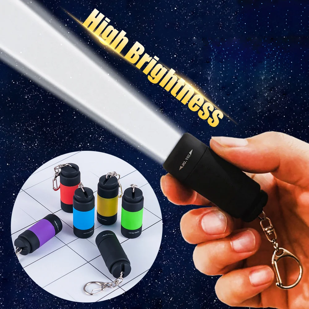 Mini LED Light Portable Flashlight USB Rechargeable Outdoor Waterproof Multi Color Children\'s Keychain Torch Lamp Night Lights