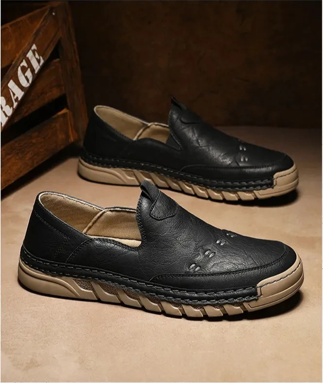 Men's handcrafted genuine leather shoes, luxury casual shoes, men's loafers, high-quality men's driving shoes  sneakers men