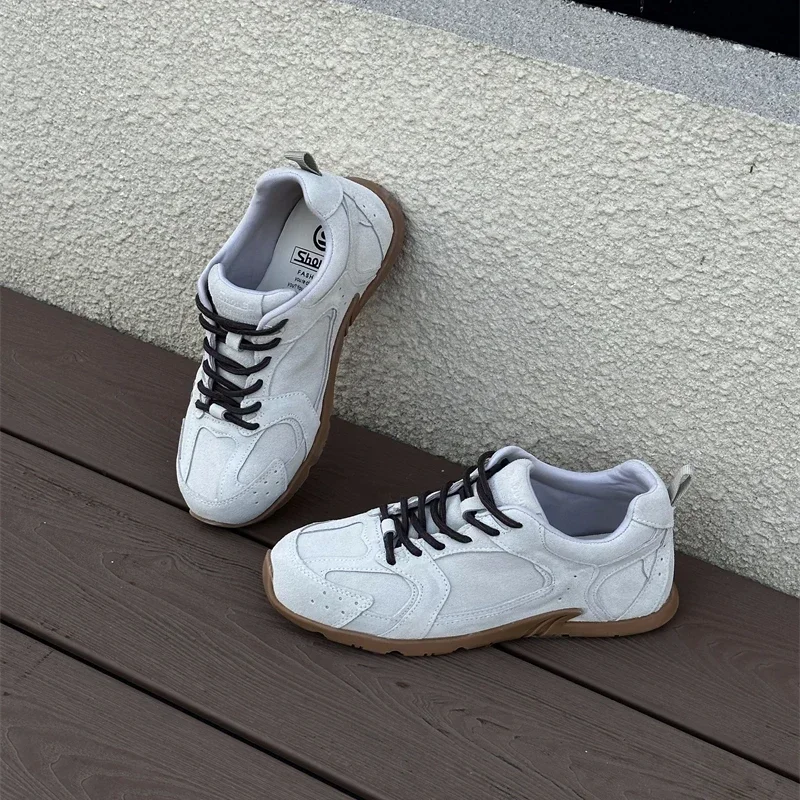 

Comefortable Female Cool Shoes Casual Outdoor Round Toe Flat Sneakers For Women Lace-up Solied Color Sewing Leisure Sports Shoes