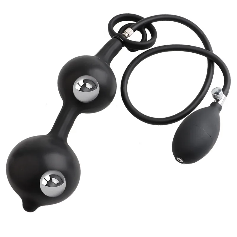 Inflatable Anal Butt Plug with 2 Steel Ball Inside and Cock/Penis Ring for Anus Expander/Dilator for Men Women Anal Sex Play Toy