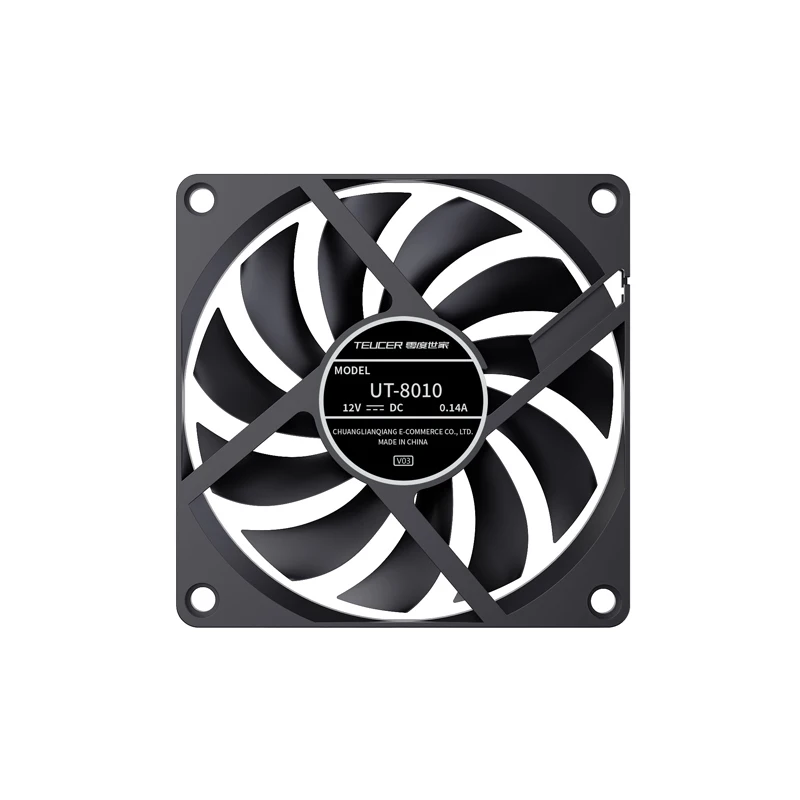 TEUCER UT-8010 Ultra-thin Chassis Fan 80x10mm PWM 4-Pin for Desktop PC CPU Cooling