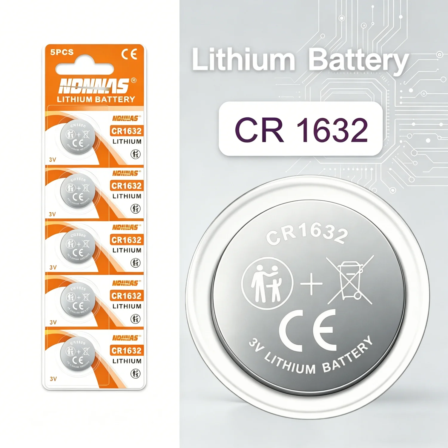

5-100Pcs CR1632 3V Lithium Coin Cell Button Battery DL1632 BR1632 5012LC For Watch Car Key Fob Remote Clock Electronic Device