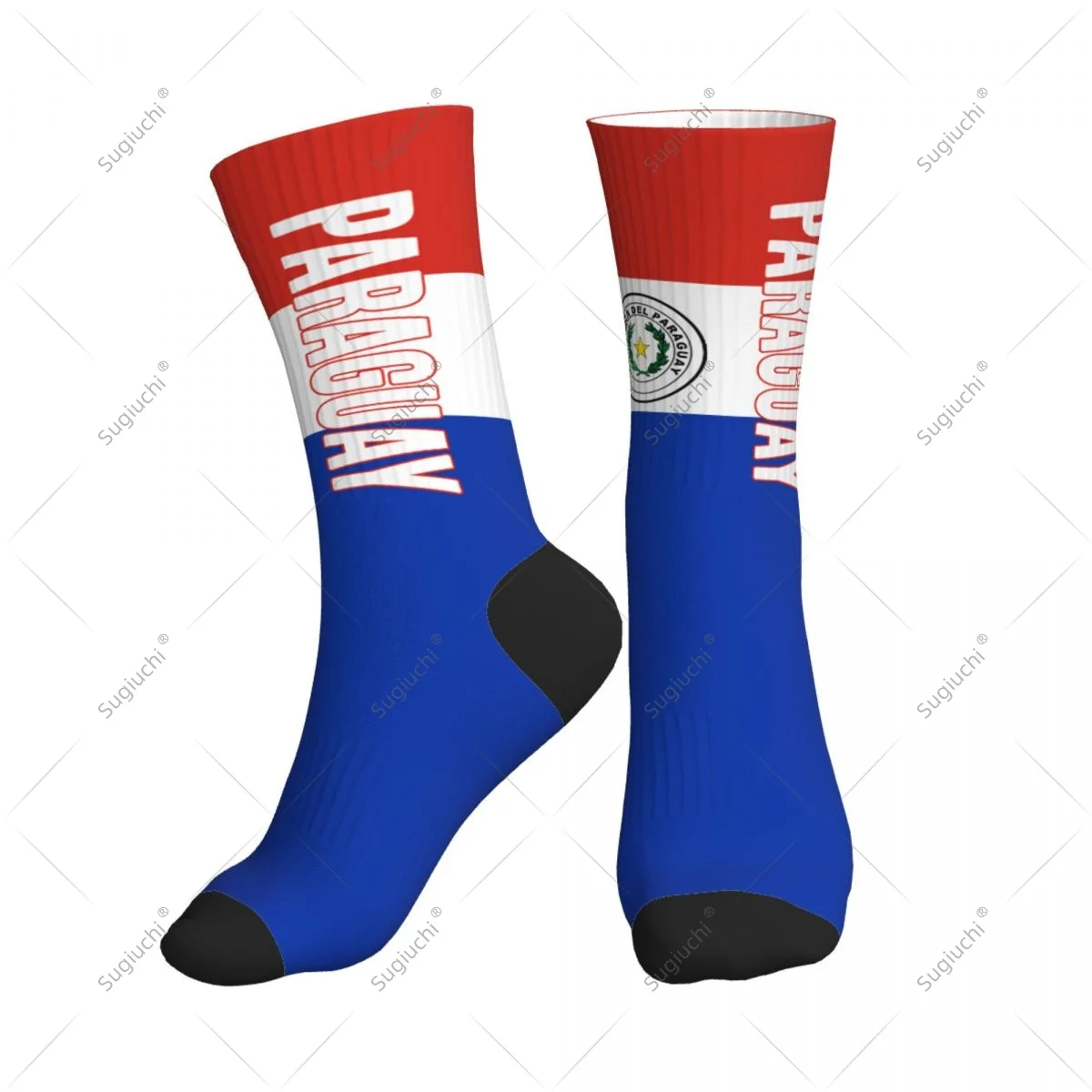 

3D Printed Paraguay Flag Polyester Mid-calf Socks For Men Women Kawaii Socks Street Skateboard Socks