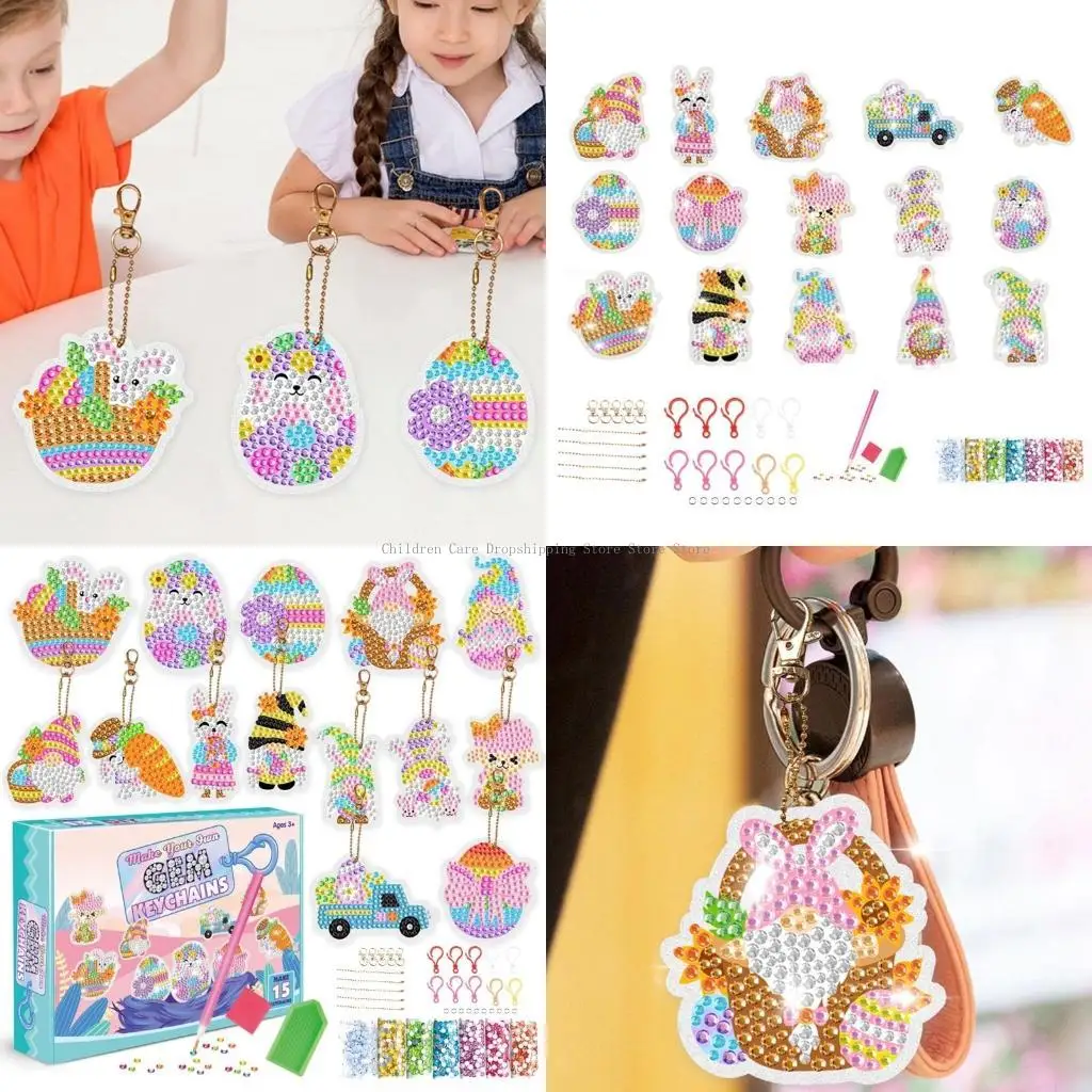 

Arts and Crafts for Kids Ages 8-12 15pcs 5D Diamonds Sticker Kits Easter Gifts