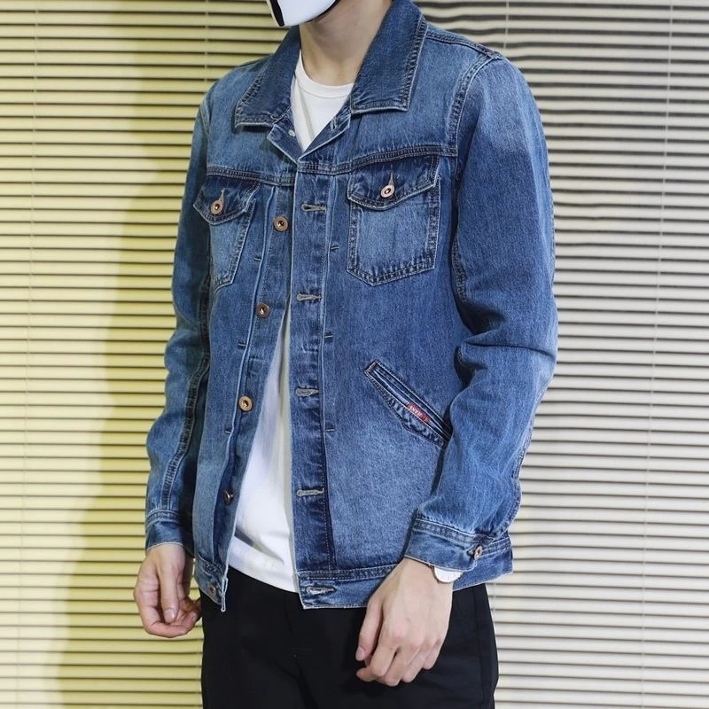 

Ковбойское пальто с лацканами Slim Fit для мужчин Фирменное новое повседневное японское ретро мужское пальто из ткани Модные джинсовые куртки по самой низкой цене для мужчин