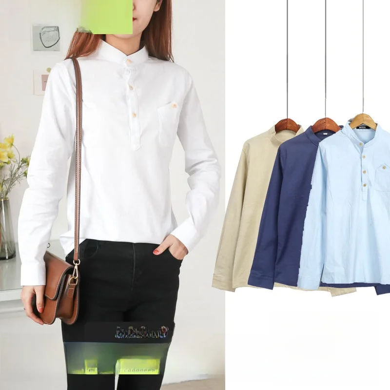 Csa informal de manga larga de lino y aodón para mujer, Top pequeño versátil de corte hoado, talla ande, a la moda, ...