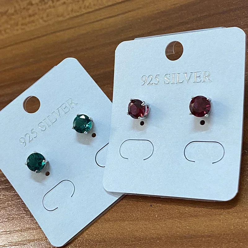 Pendientes Vintage de Plata de Ley 925 con piedras preciosas de turmalina rubí de 5MM y 6MM para mujer, joyería fina para fiesta de aniversario