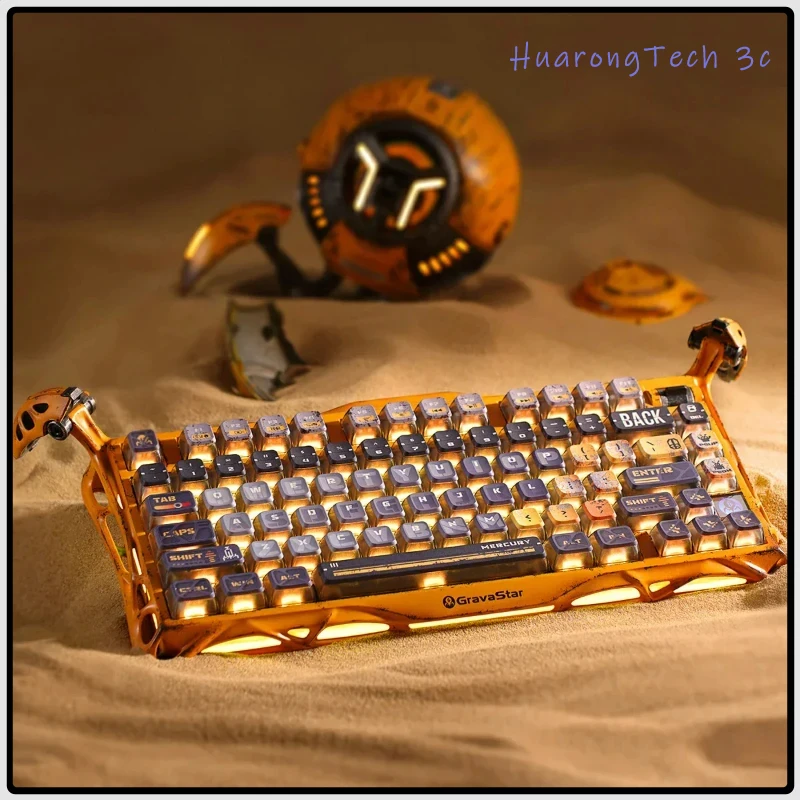 Novo Lançamento: Teclado Gamer Mercury K1 Pro Edição Especial - Amarelo Desgastado com Keycaps PBT, Switches Lineares e Retroiluminação RGB