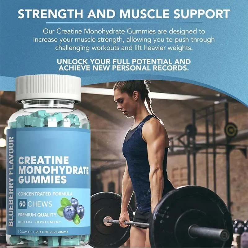 

1 bottle of creatine gummies promotes muscle growth improves exercise endurance muscle coordination and relieves fatigue