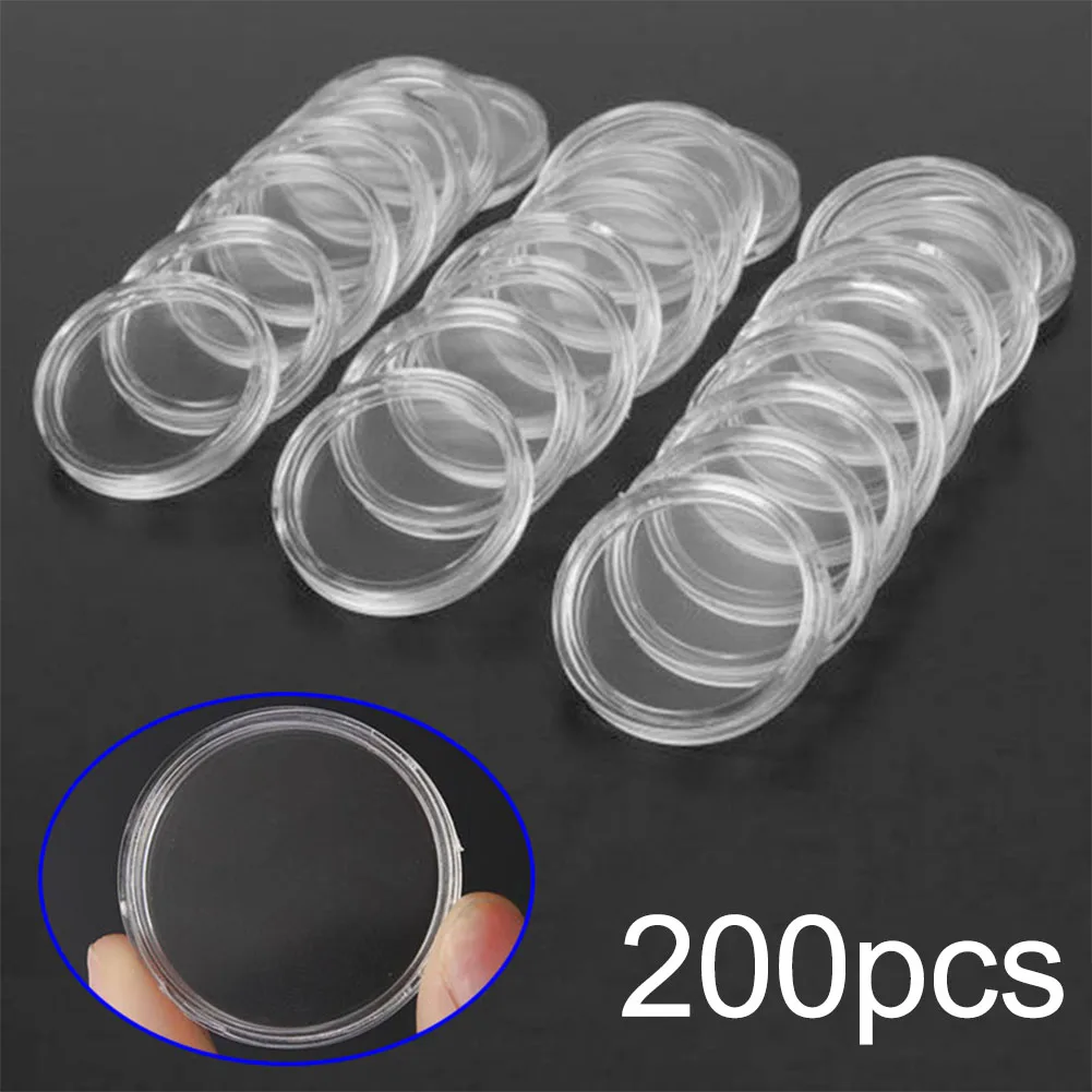 100/200Pcs 30mm Transparent Plastic Coin Holder Capsules Storage Box Display Cases Coin Organizer Collectibles Coin Holders