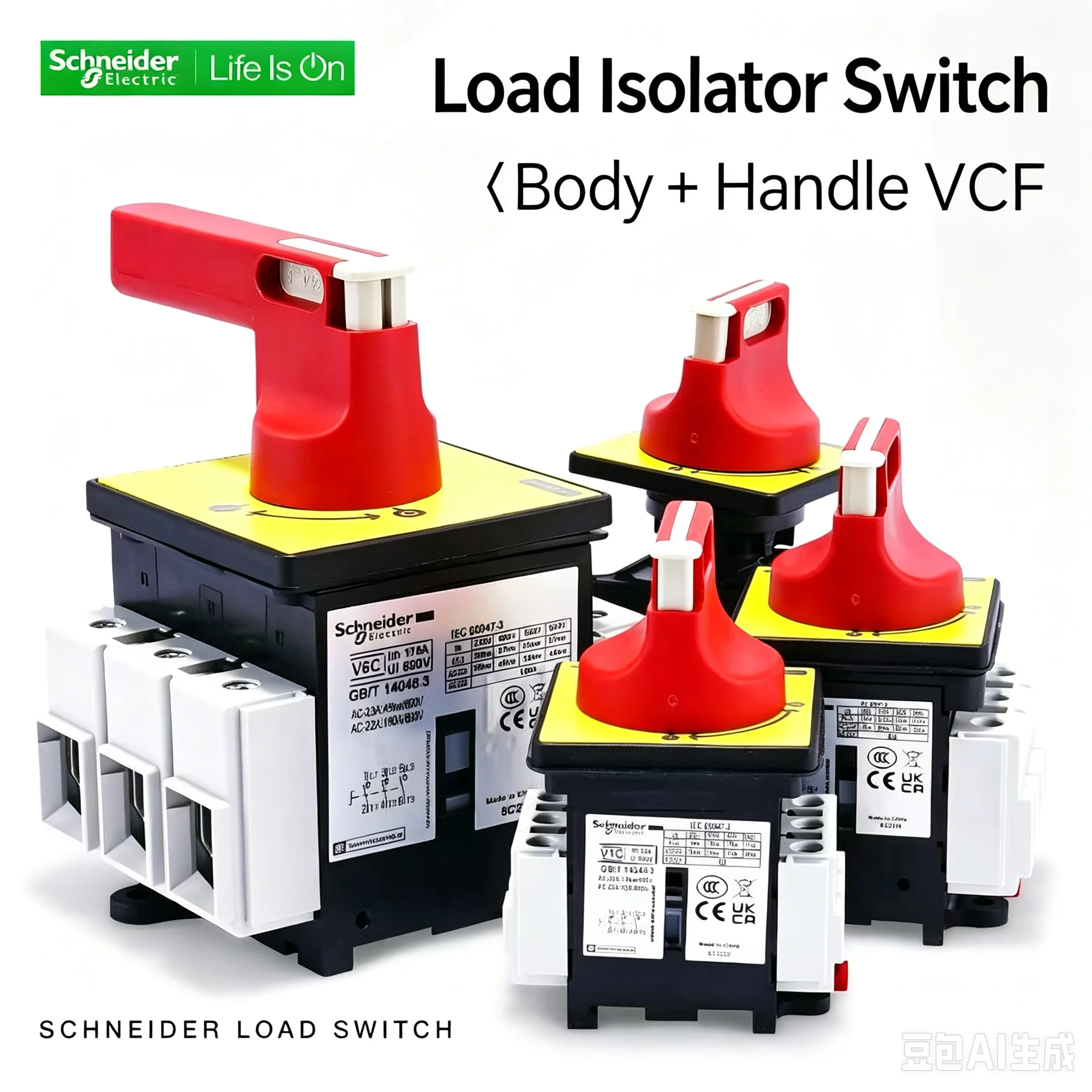 Schneider Electric Vario Series Load Switching Device Main Body with Operation Handle And Panel Compatible with VCFXGE1 VCFXGE2