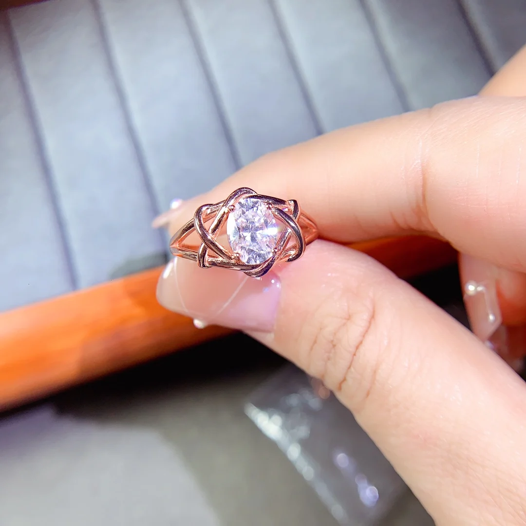 

Mossanite ring, 925 silver, 6x8mm gemstone, beautiful fire color, 925 sterling silver setting, exquisite luxury gifts