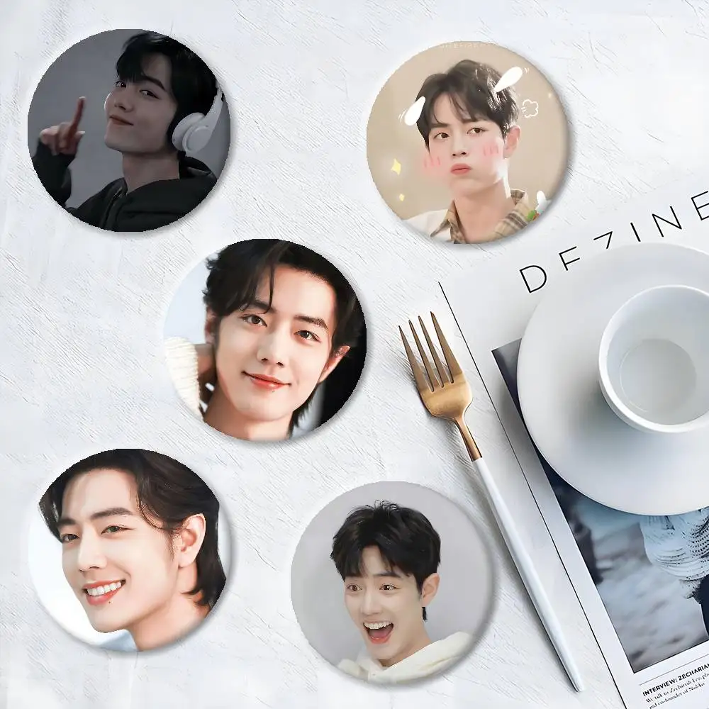 Xiao Zhan Badges Round Brooch Badge Peripheral Lapel Pins Tinplate For Shoulder Bag Accessories Souvenir Gifts