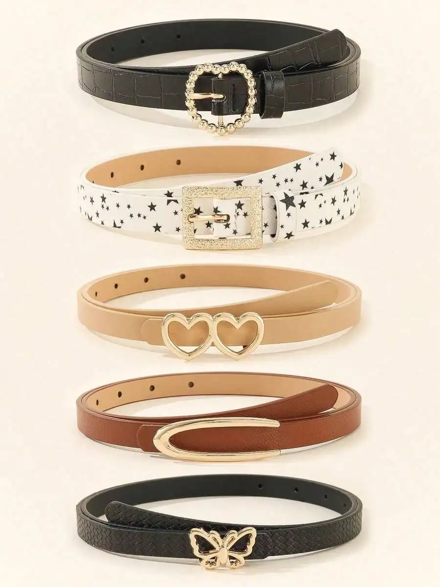 Elegant Leather Belt Set for Women with Heart Shape