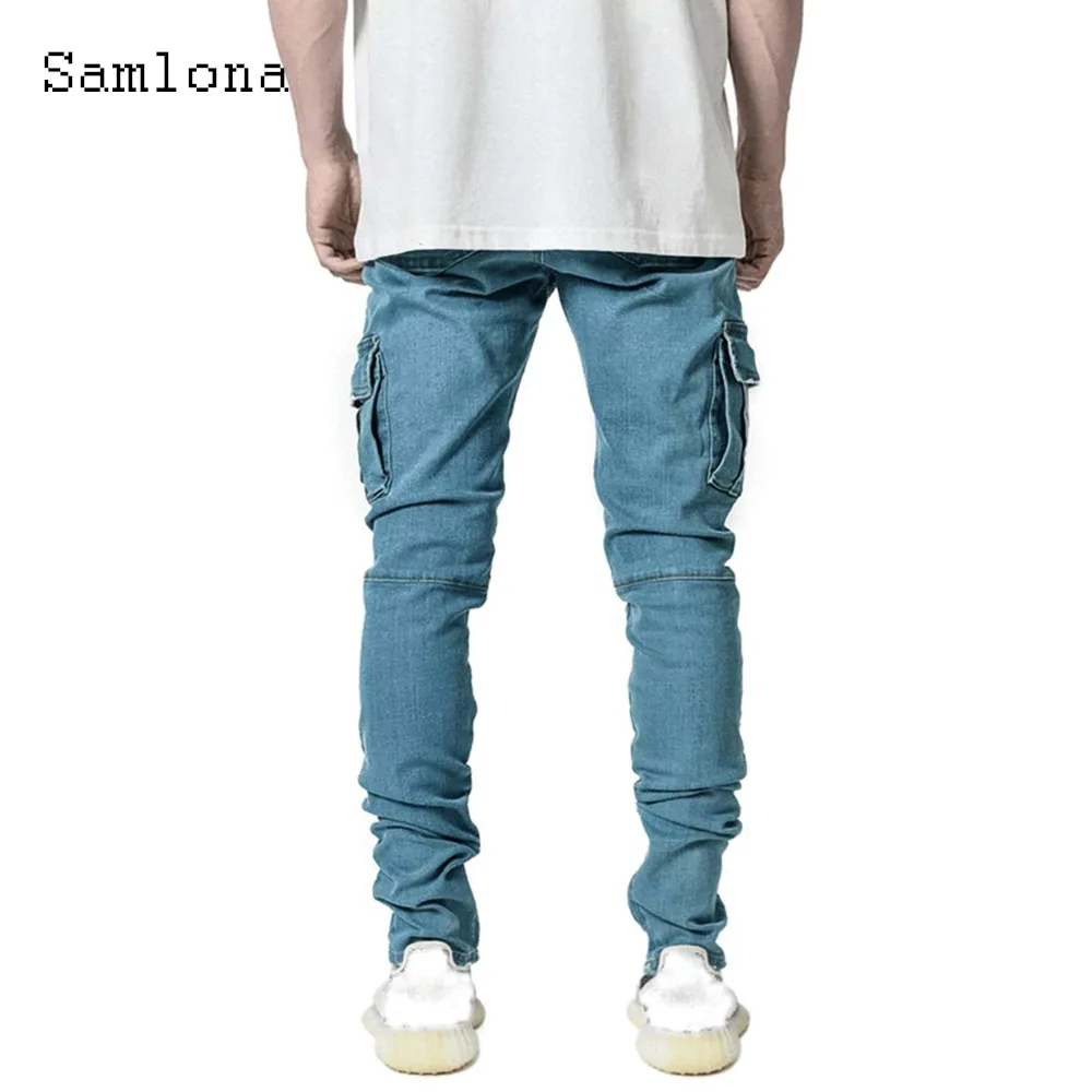 Samlona Plus size Men Sexy Fashion Cargo Jeans Pants Mens Casual Denim Pantalon 2024 Europe and America style Demin Trousers New