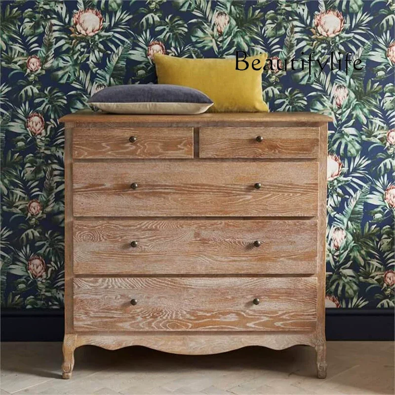 

Французский шкаф на крыльце из цельного дерева, хранилище в спальне, элитный смысл, ретро и старое хранилище, дизайнерский стиль и мода