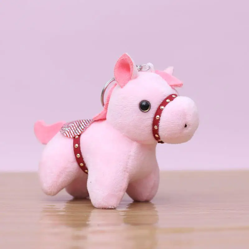 12cm Horses Plush Hanging Decor ​​Stuffed Animal Horse Key Ring Cute Pony Doll Backpack Ornaments Pendant Kids Toy Gift