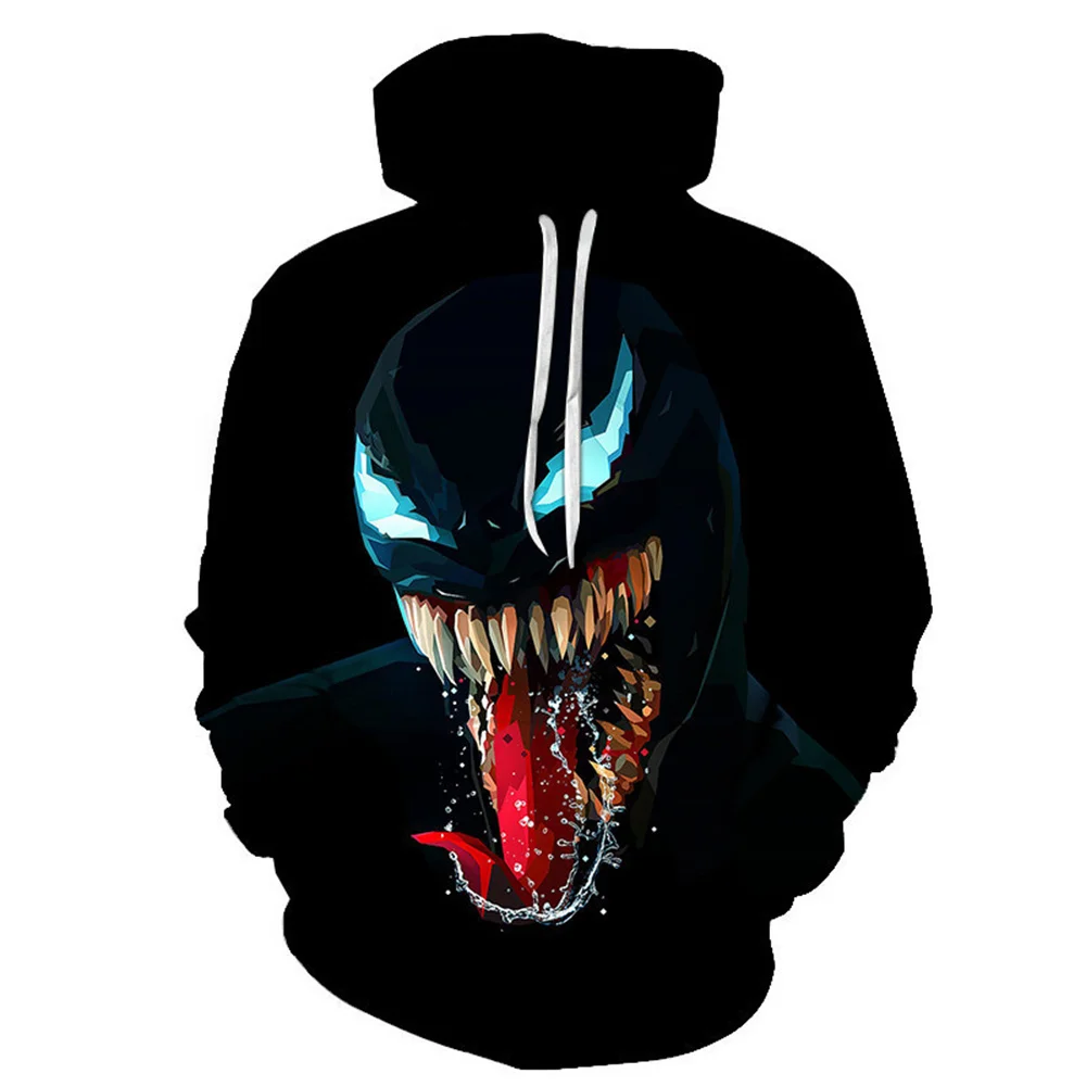 2024 Miniso Spider-Man Venom 3D Printed Men\'s Hoodie Jacket Outdoor Street Hip-Hop Sportswear Casual Men\'s Sports Sweatshirt