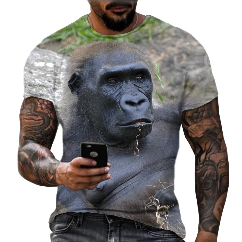 Gorilla Fun Monkey 3D Printed Short sleeved Casual Loose Large Size Personalized Funny Popular T-shirt