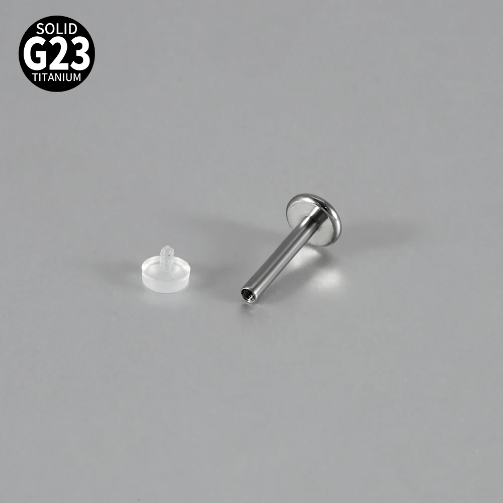 10PCS Transparent Flesh Acrylic Flat Top Labret Lip Studs Internal Thread Titanium Or Surgical Steel Bar Ear Cartilage Earrings