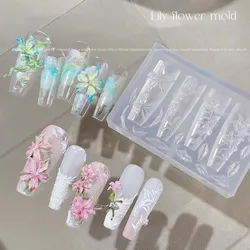 1pc  Flower Ribbon Rose Tulip Mold lily 3D Acrylic Mold  Daisy Rose Nail Art Decorations Nails DIY Silicone  Nails  Mold