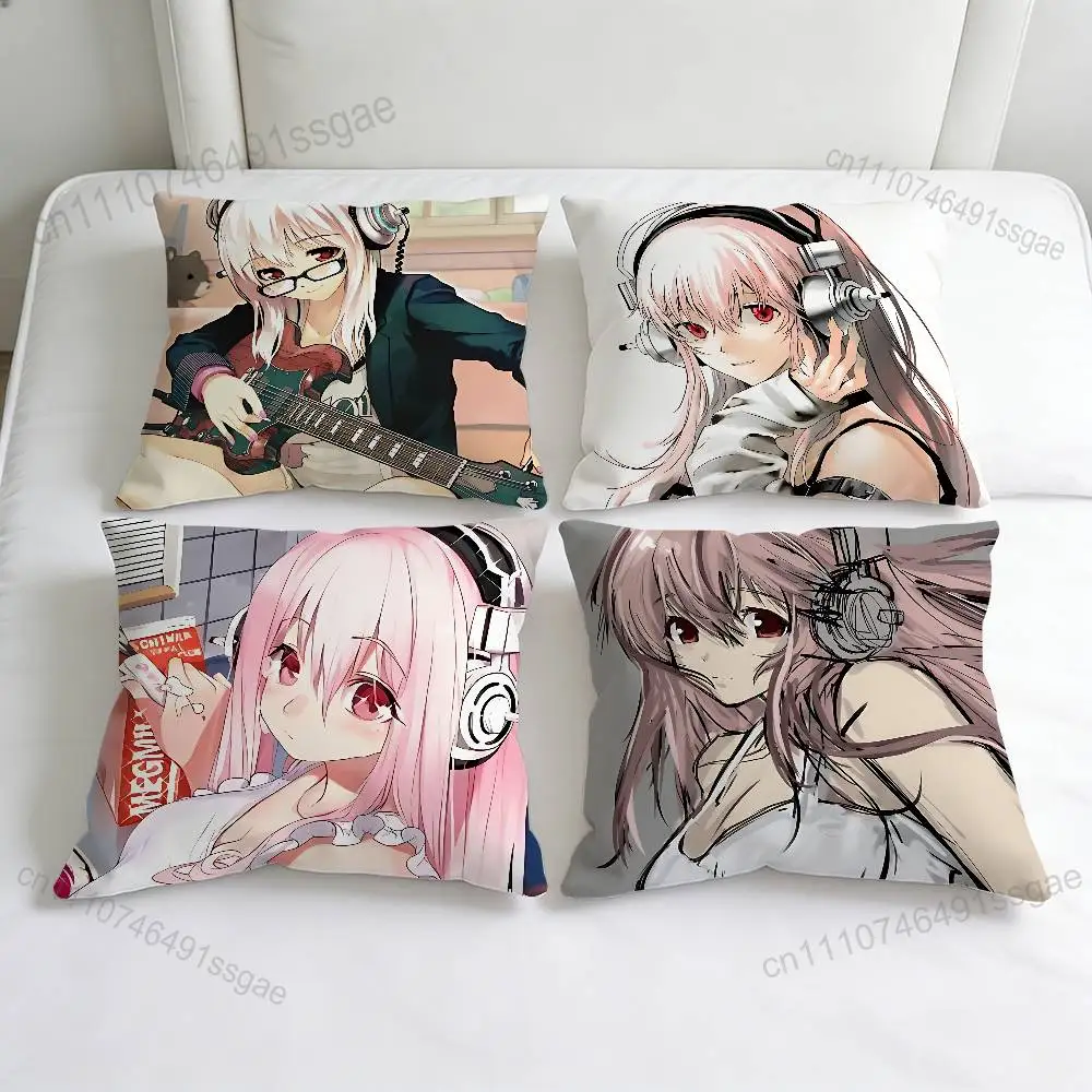 

Cute S-Super S-Sonico Decorative Square Pillow Cover Soft & Comfortable Pillow Case Sofa Bed Home Decoration