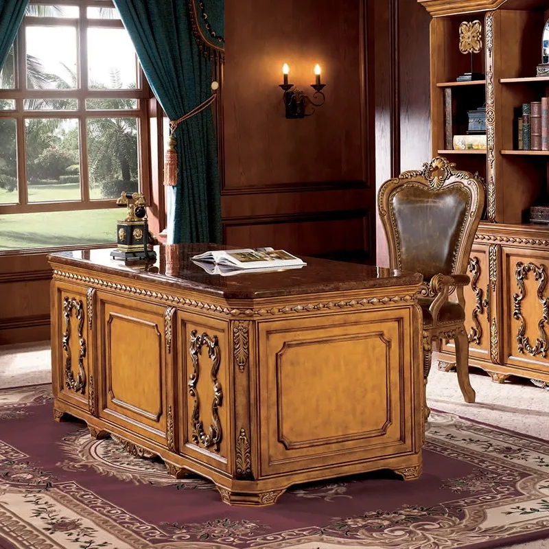 European marble desk computer table American style classical boss table conference table supervisor large desk customization