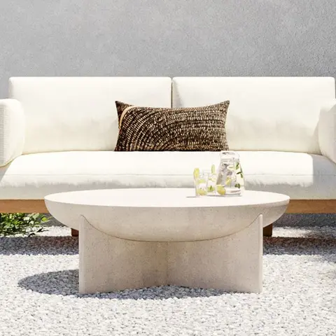 French Cream white outdoor Coffee Table modern Designer Creative round side Table Home Living Room Furniture