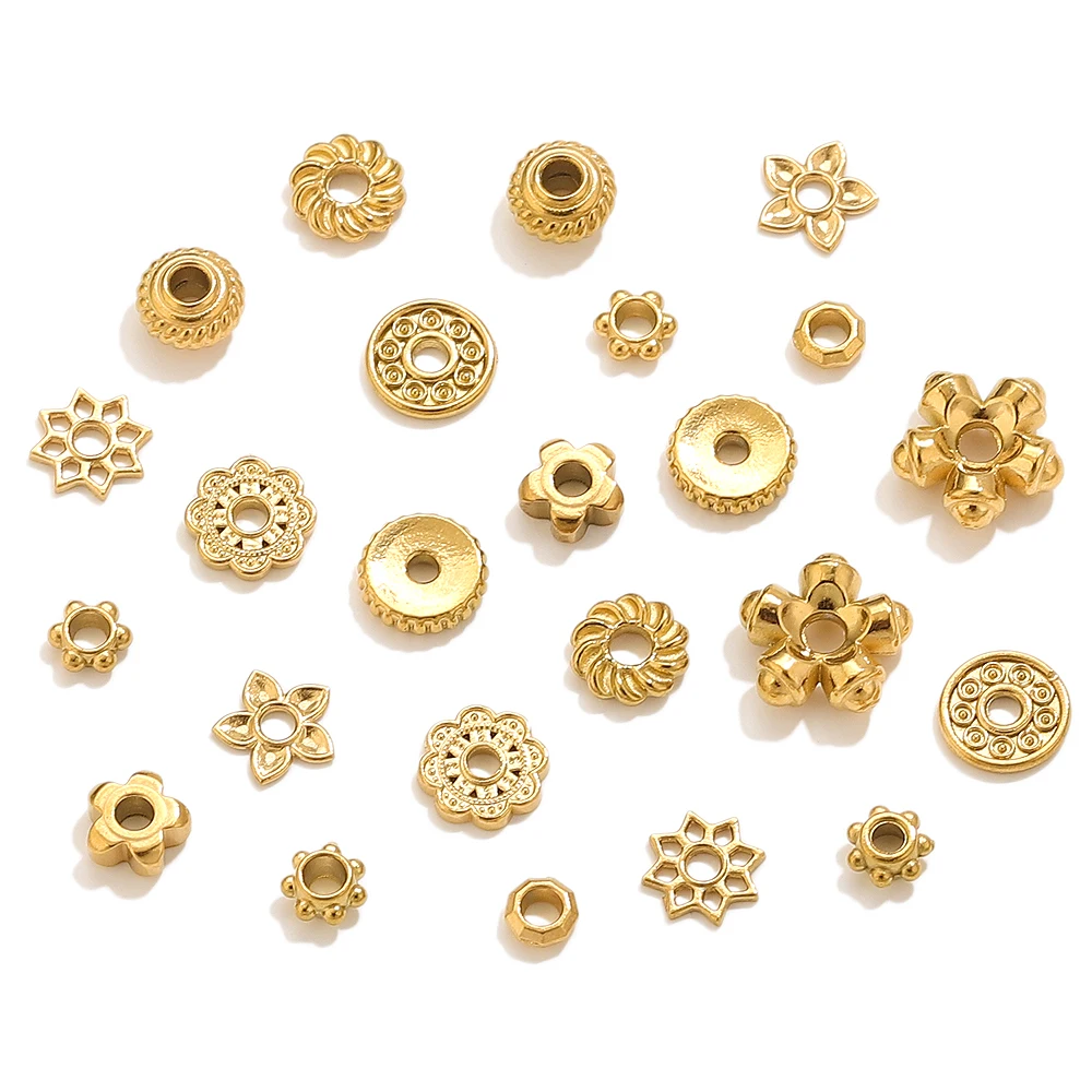 20 قطعة الفولاذ المقاوم للصدأ شقة مستديرة خزر عازل لسوار مجوهرات الذهب فضفاض الخرز Findings بها بنفسك النتائج مجوهرات الاكسسوارات اليدوية #2