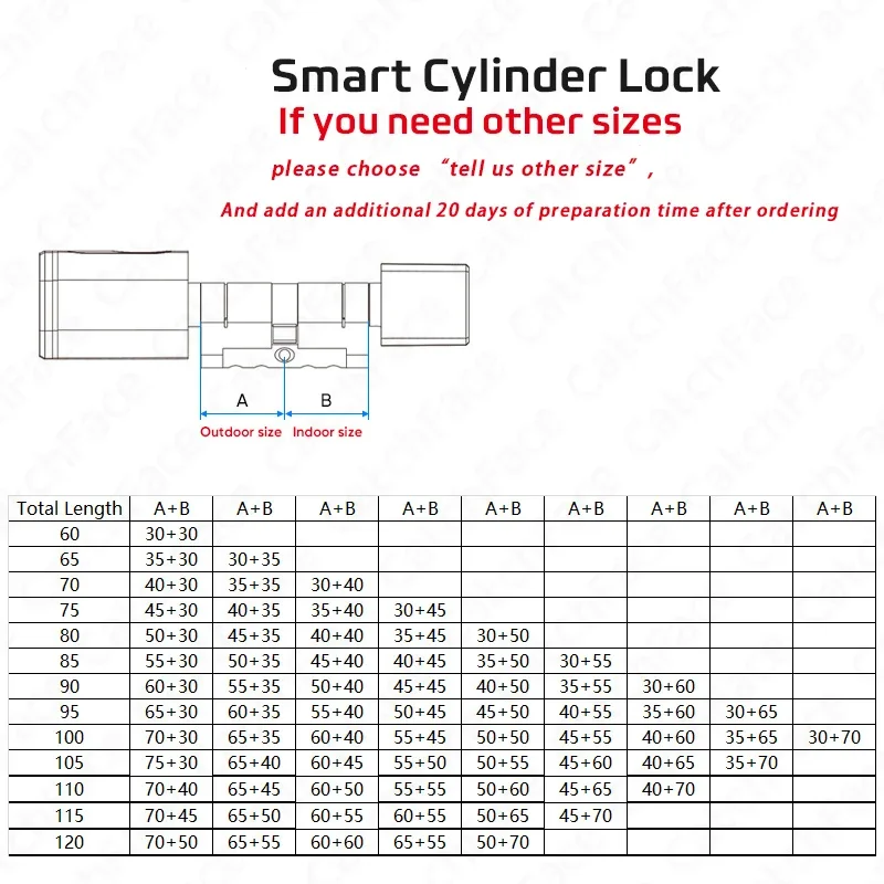 Benutzerdefinierte Größe Tuya oder TTLock APP Fingerabdruck RFID-Karte Bluetooth Zylinder Smart Türschloss Elektronischer Hausersatz