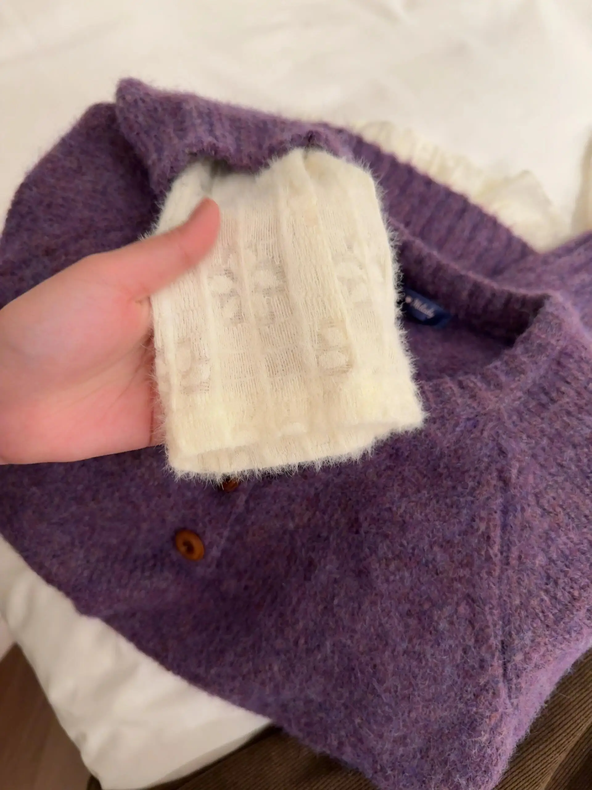 Lila weiche gemütliche runde Ne gestrickte Pullover Damen lose faule Sle Herbst Winter koreanische Aosphere trendige Top