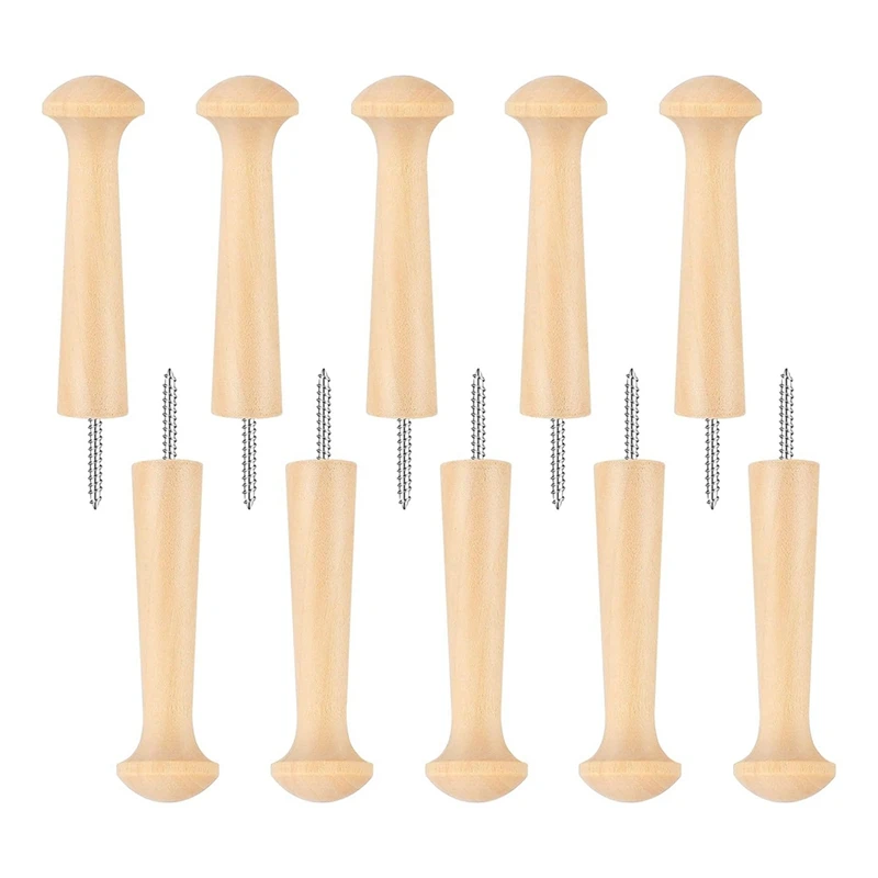 10Piece Wood Shaker Nails Screw-In Wood Hook Shaker Nails,3.7In Wood Hook Nails,Unfinished Wood Shaker Nails For Hanging