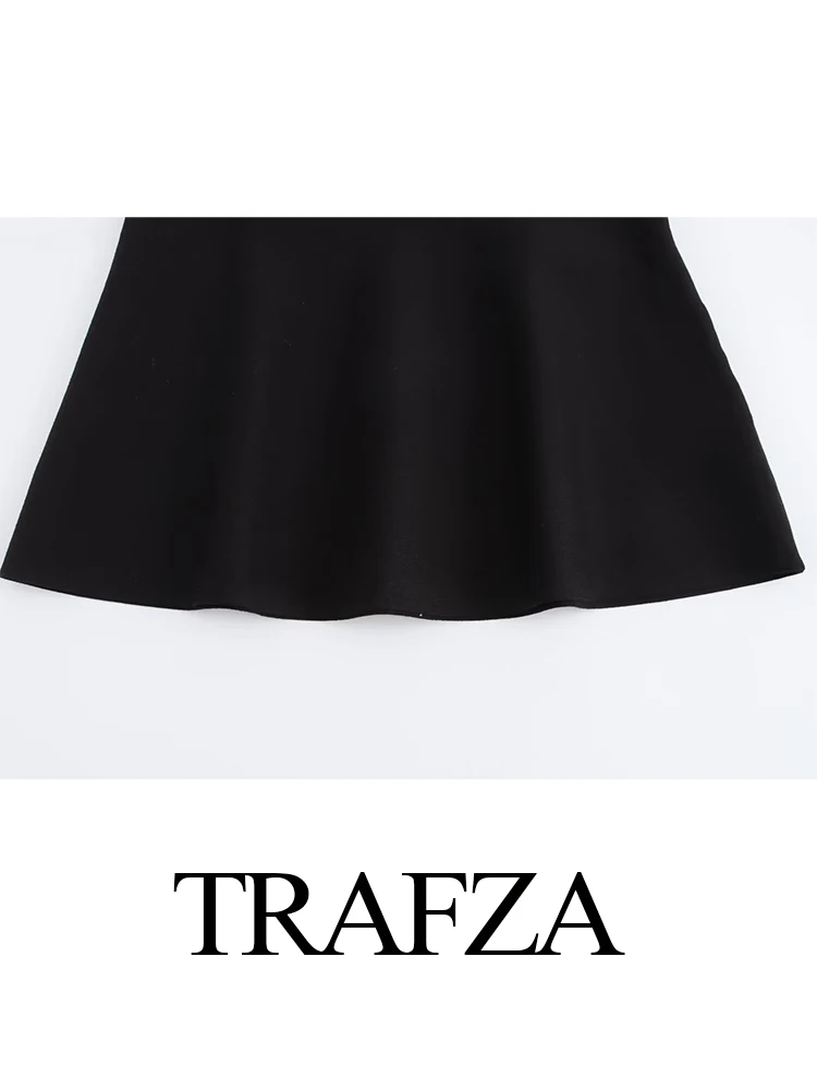 TRAFZA, nueva y elegante minifalda de punto con cinturón sin mangas y cuello redondo para mujer, vestido informal ajustado con cremallera de retazos para mujer