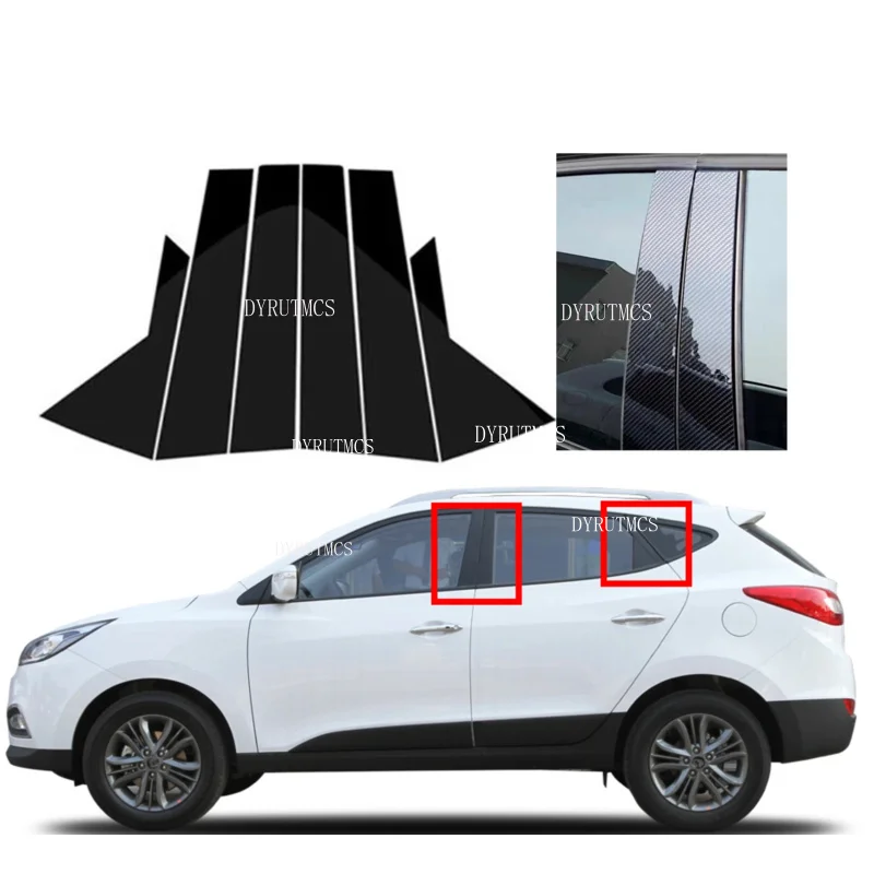 Silver Glossy Black Pillar Posts Fit For Hyundai IX35 Tucson 2010 2011 2012 2013- 2015 Door Trims Window Cover Stickers