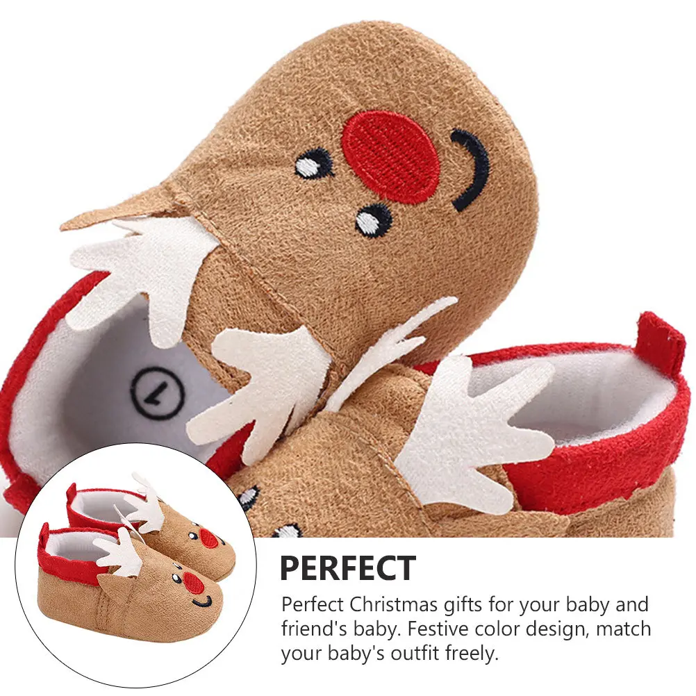 

1Pair Baby Winter Shoes Warm Cotton Prewalkers Xmas Design Non-Slip Soft Sole Toddlers Shoes Christmas Gift Baby Prewalkers