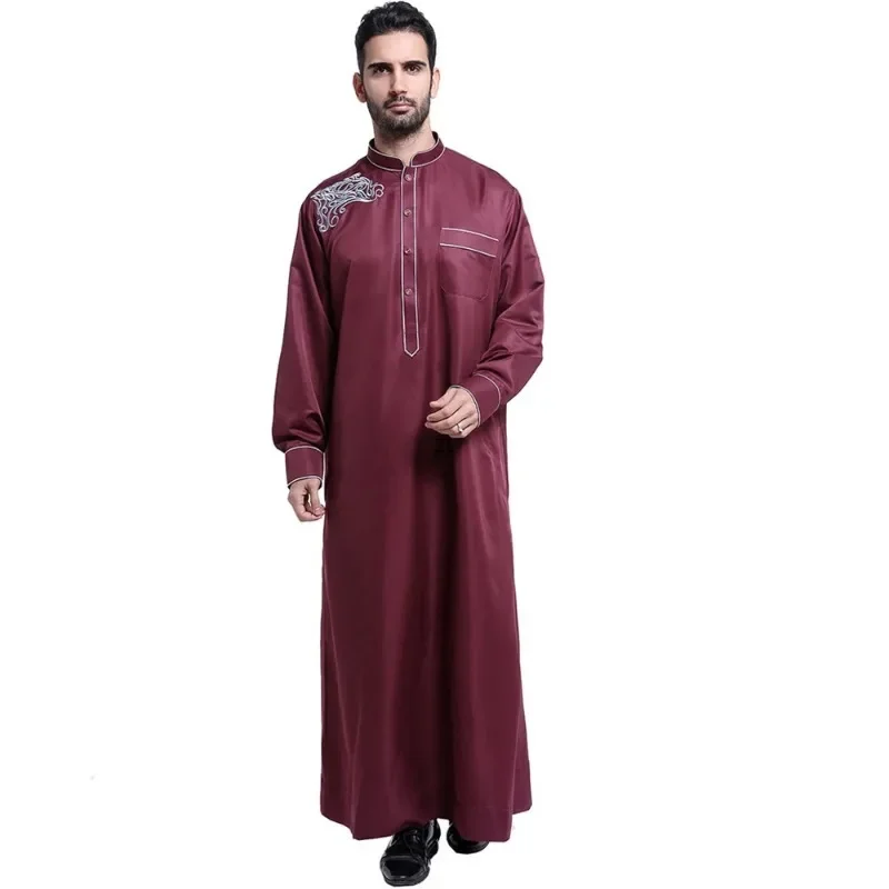 

Traditional Muslim Men Jubba Thobe Islam Clothing Ramadan Abaya Thawb Long Robe Saudi Musulmane Caftan Jubah Dubai Arabic Dress