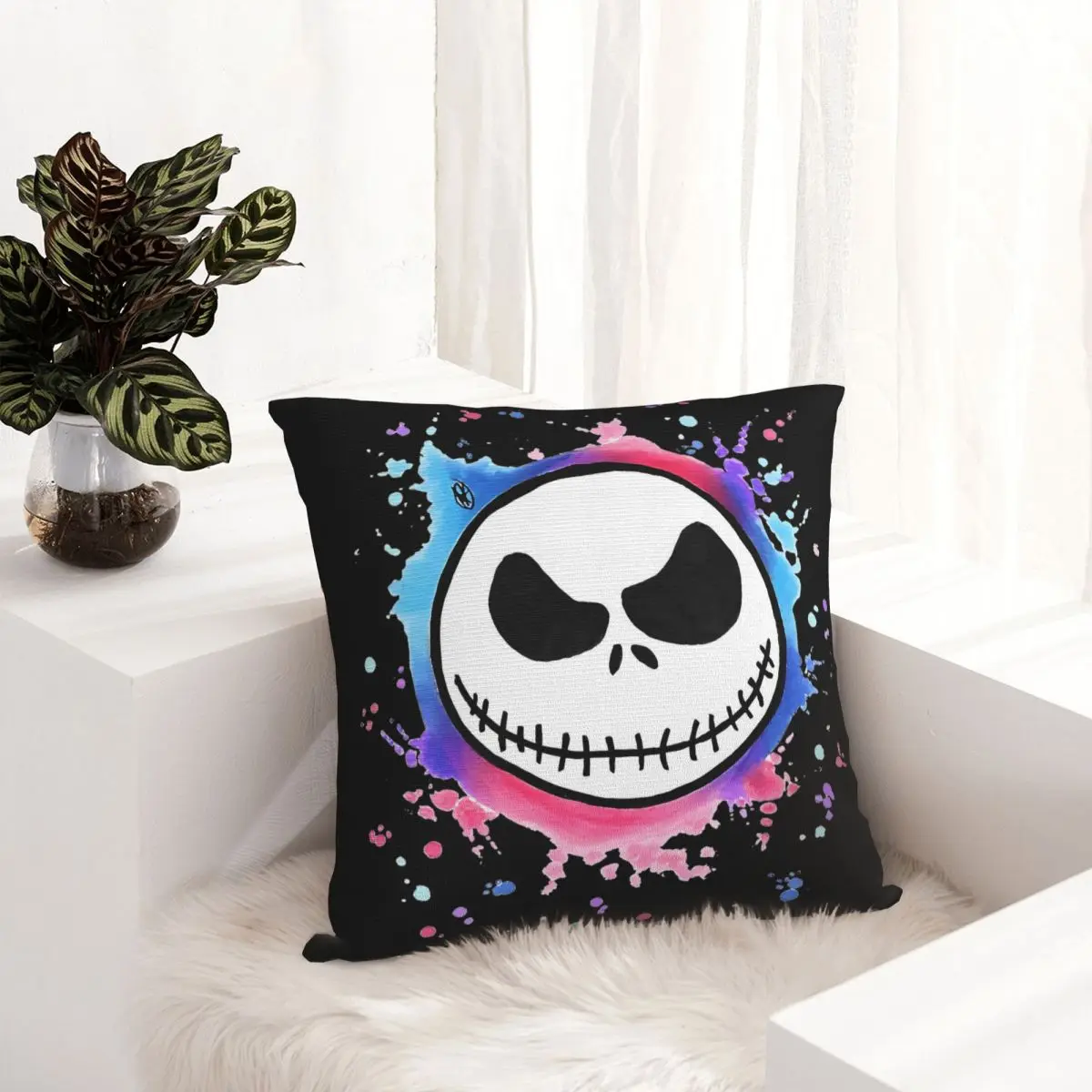 جاك سكيلينجتون وسادة تغطي غرفة المعيشة كابوس قبل عيد الميلاد غطاء الوسادة ديكور مضحك المخدة 45*45 #3