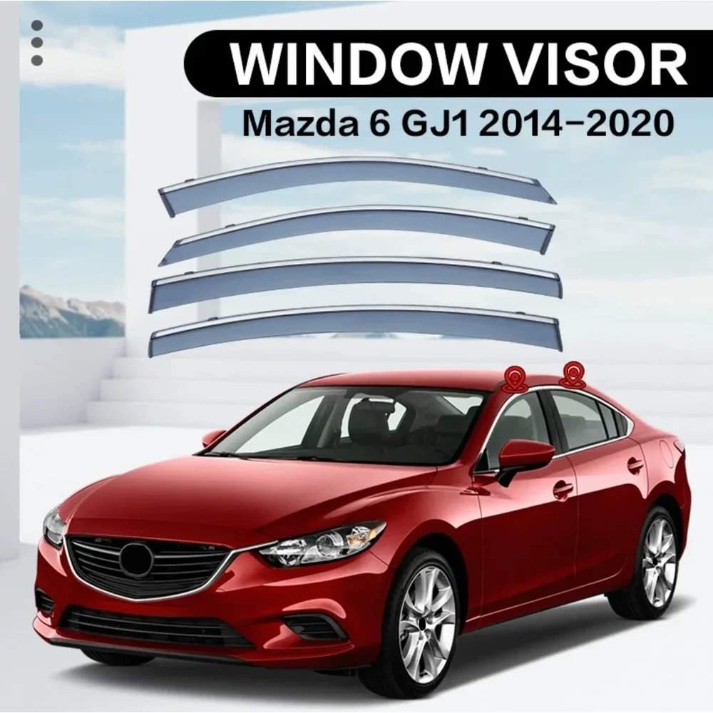 

Chrome Strips Rain Guards for MAZDA 6 ATENZA GJ1 2014-2022 Wind Deflectors Rain Guards Door Visor Vent Shades Window Visor