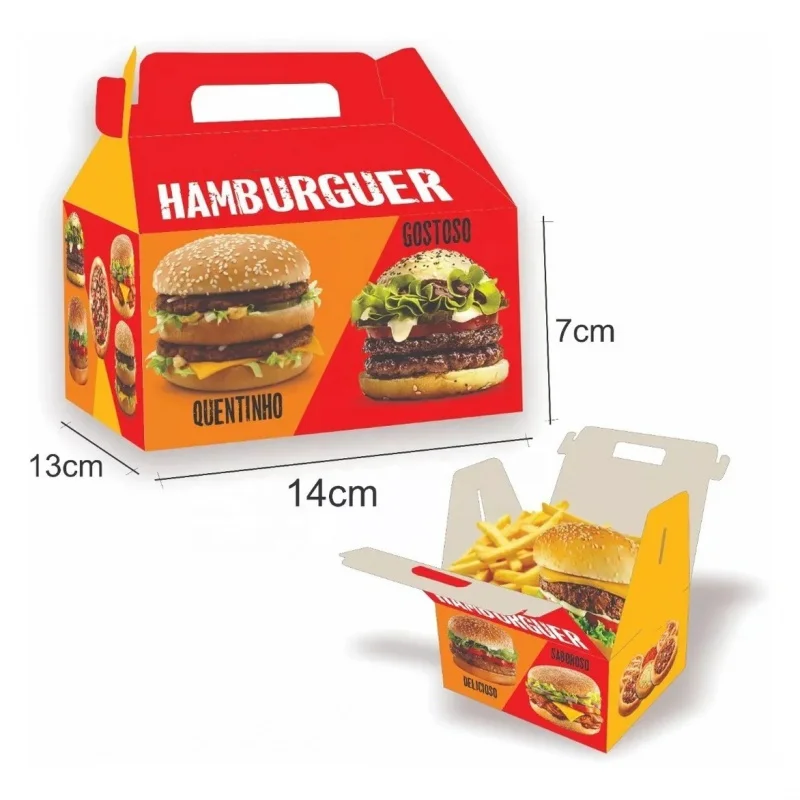 Customized productNew Design Portable Fried Chicken Box Kraft Burger Box Sandwich Hamburger Packing Box