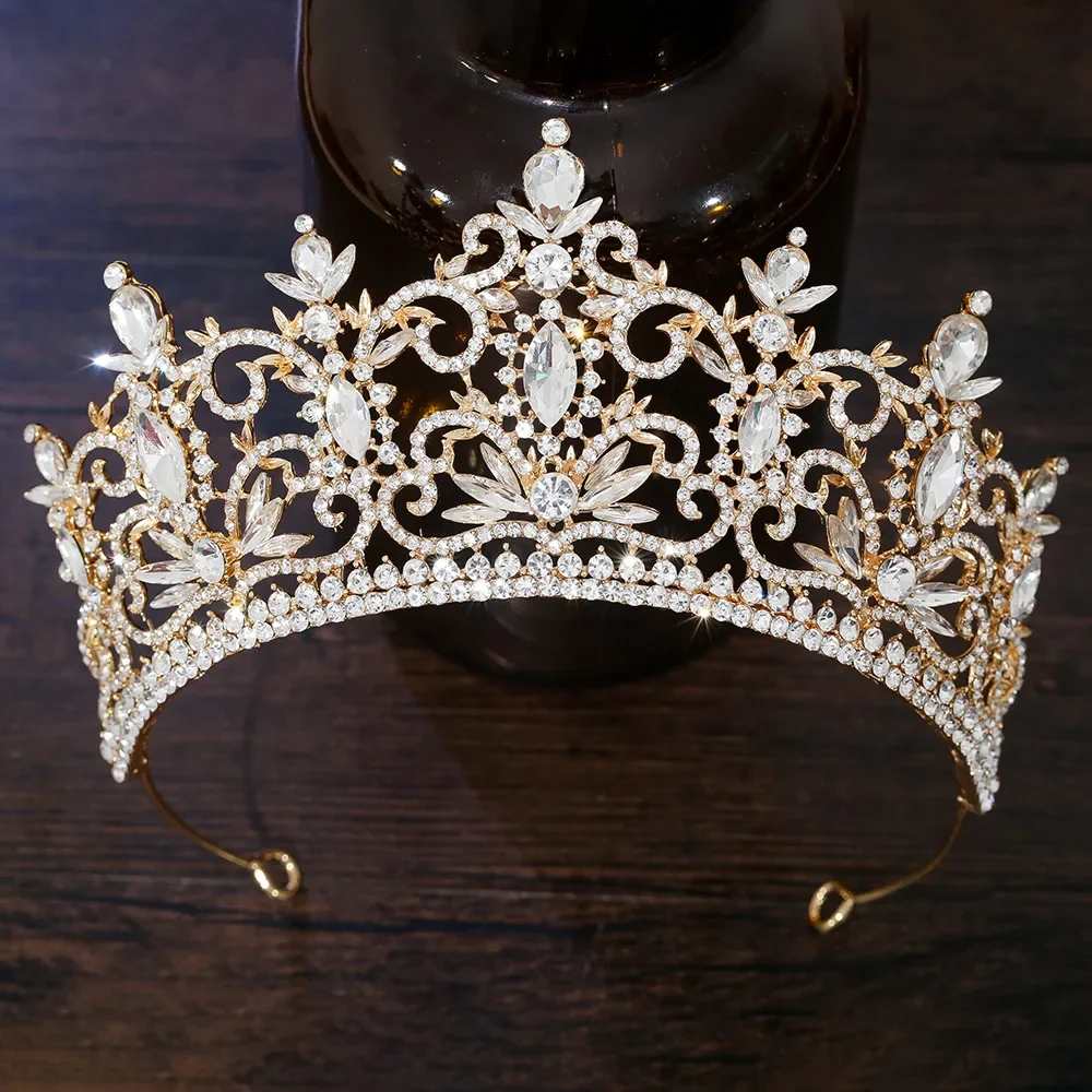 Princess Queen Rhinestone Bridal Crown Tiara Luxury Crystal Pageant Crown Wedding Headpiece Women Prom Party Hair Jewelry