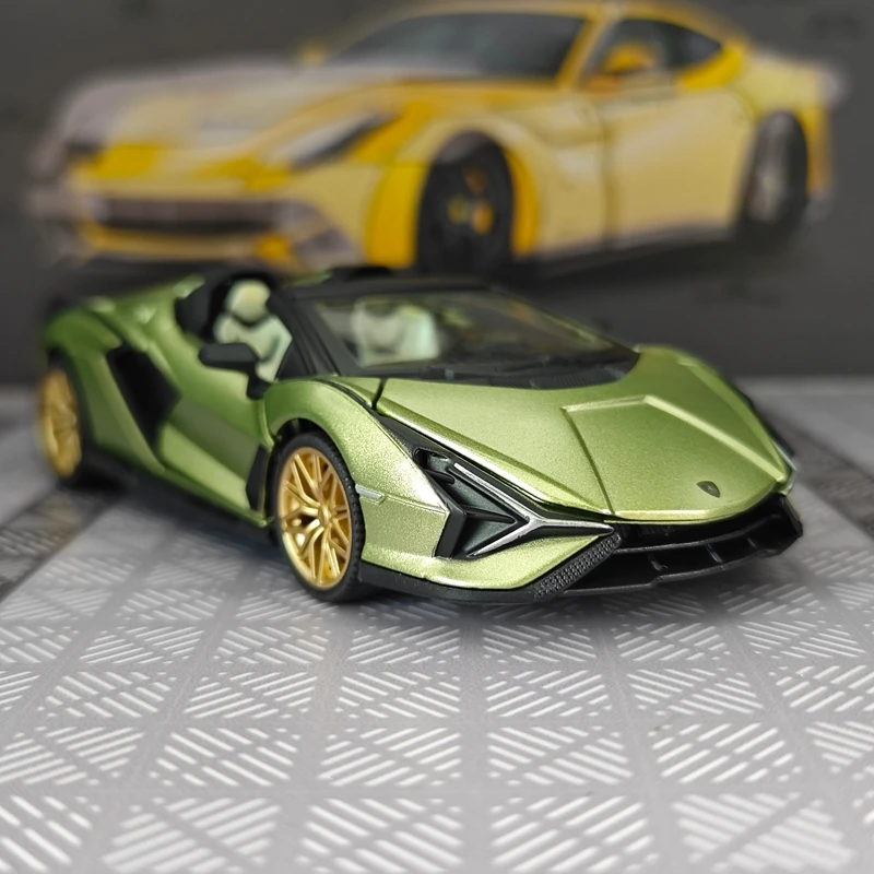 

1:32 Simulated Lamborghini Sian alloy car model ornament with doors and hood that can be opened as a static supercar gift