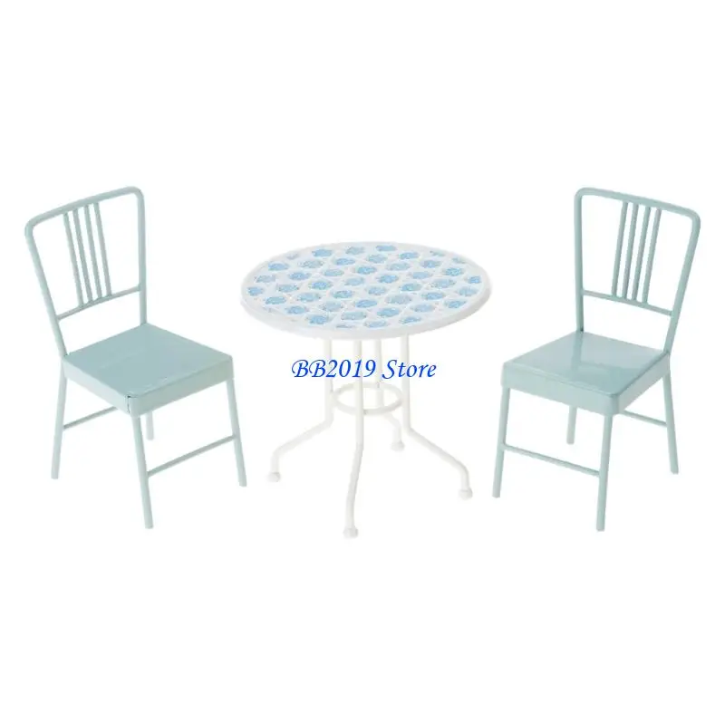 

Q0KB Dollhouses Outdoor Iron Table and Chairs 3PCS 1/12 Scale Garden Scene Accessories
