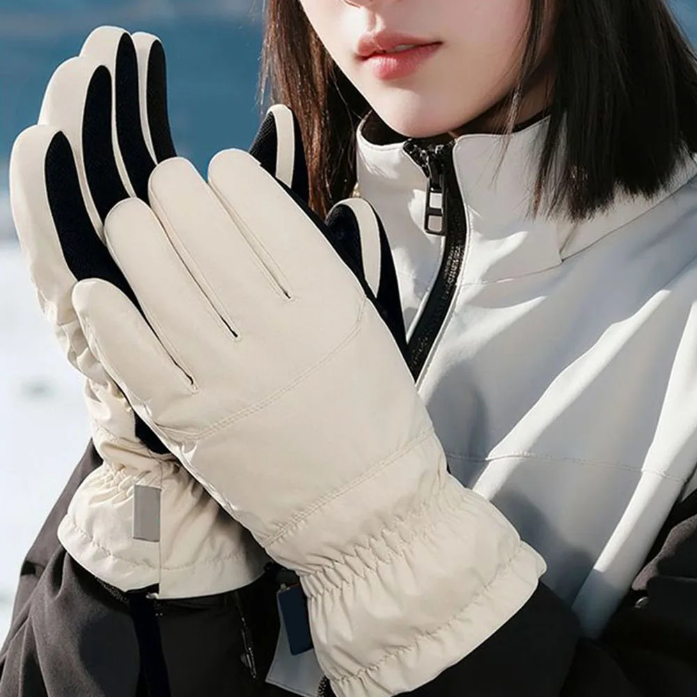 

1 пара лыжных перчаток, ветрозащитные, морозостойкие, утолщенные бархатные, водонепроницаемые перчатки с сенсорным экраном, уличные зимние теплые аксессуары