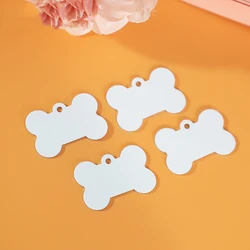 10/20pcs Sublimation Blank Dog Tags Aluminum Dog ID Tags BoneShaped Pet Name Tags Single Sided Dog Collar Tags